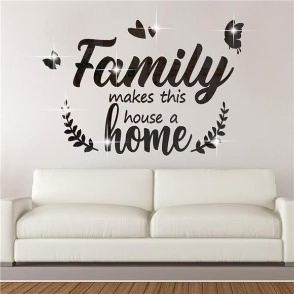 3D Acrylic Mirror Decal Wall Decor Stickers Family Letter Quotes Wall Stickers - Picture 1 of 7